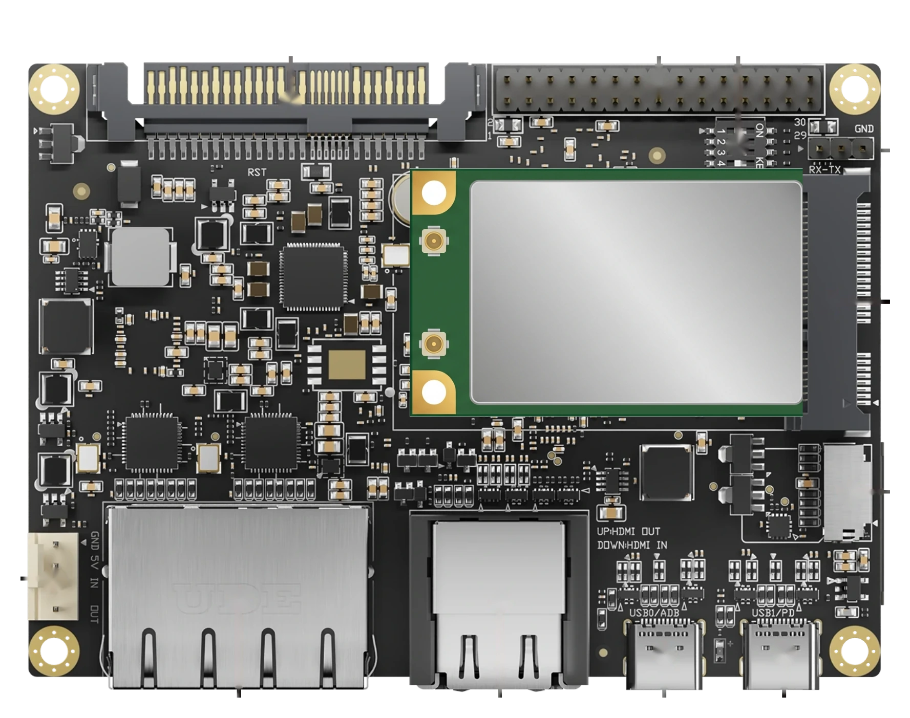 Mini PCIe module installed in the Blade 3 Mini PCIe socket