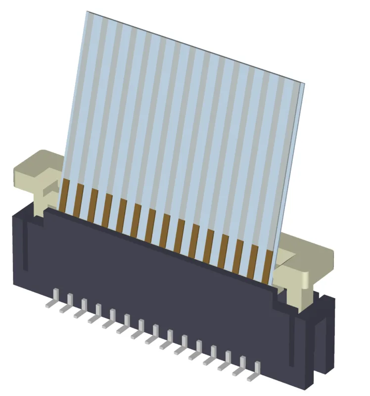 The ribbon cable inserted into the connector