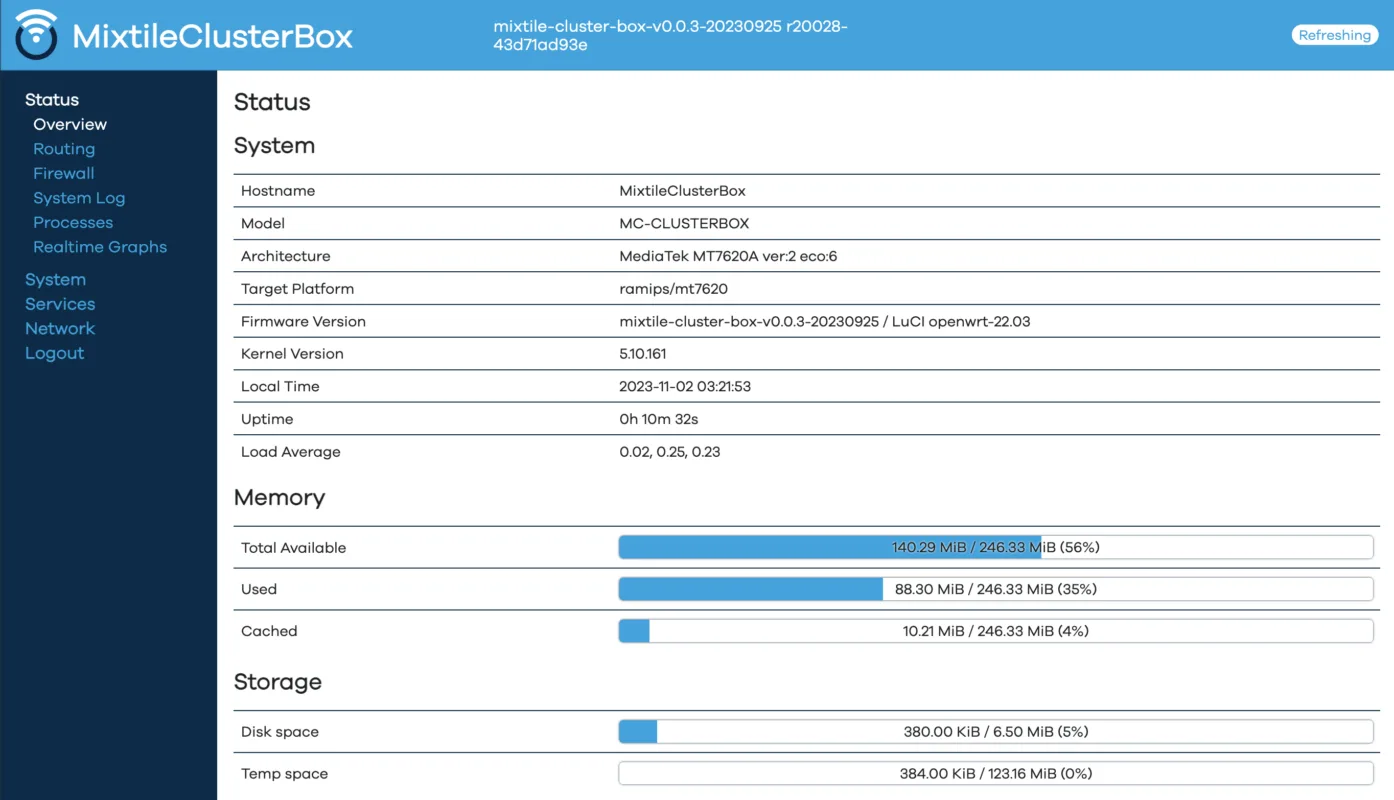 LuCI web interface for Cluster Box